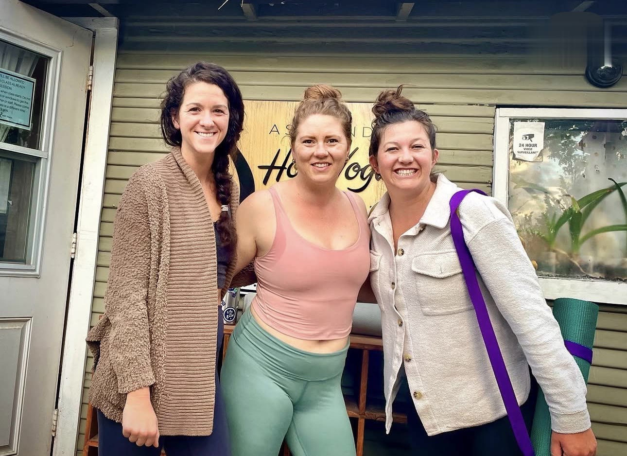 Three friends outside after class
