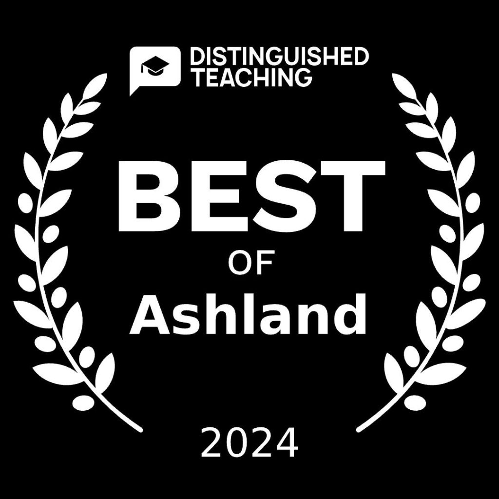 Best of Ashland 2024 award badge from Distinguished Teaching